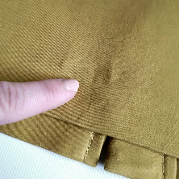 KENAR Pencil Skirt with Pokets and Back Slit in Ocre Yellow - Picture 15 of 16